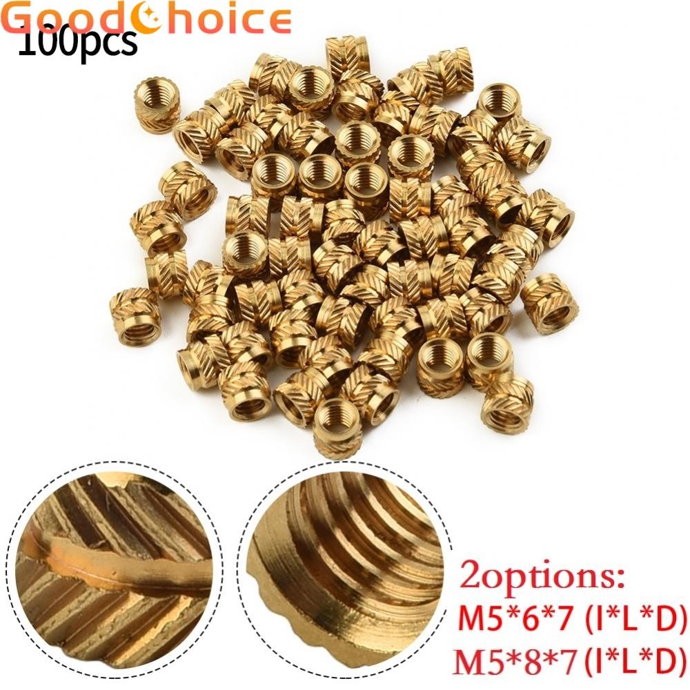 【Good】Long lasting Durability 100PCS Threaded Insert Brass Nut M5 Inner Thread Knurled