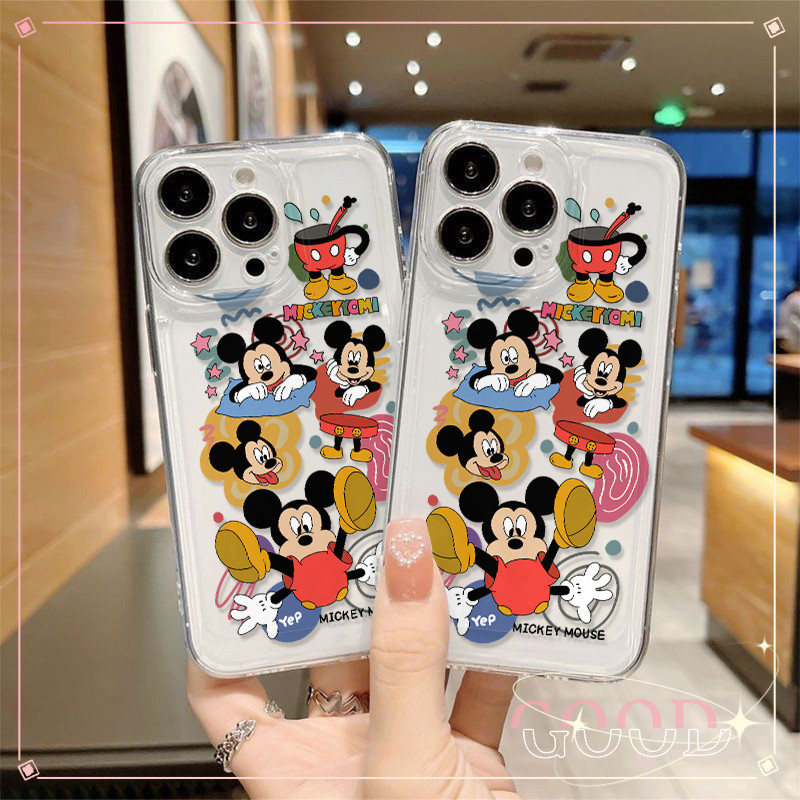GOOD เคสโทรศัพท์มือถือแบบนิ่ม โปร่งใสและทนทาน สําหรับIPhone 15 14 13 12 11 Pro Max X/Xs Xr MAX 7 8 Plus การ์ตูนมิกกี้