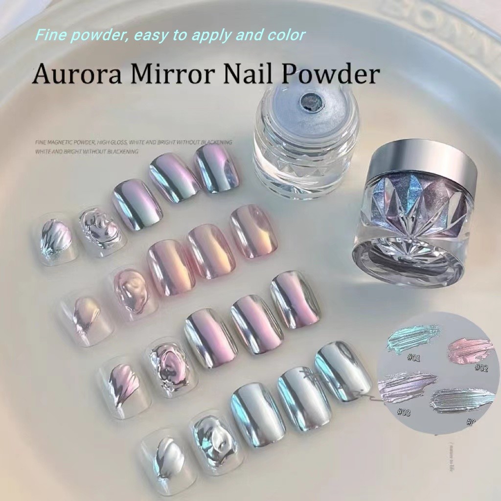 ตกแต่งเล็บ Aurora Magic Mirror Pink Moonlight Electroplating Powder Shiny 0.3g