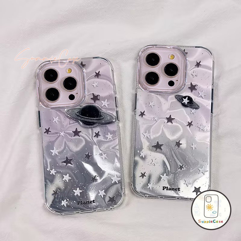 ยูเอฟโอ UFO ยานบิน โรแมนติกสตาร์ โบว์น่ารัก IPhone15 16 11 14 12 13 Pro Max X XR 7 15 6S 14 8 6 Plus XS Max SE 2020 เคส