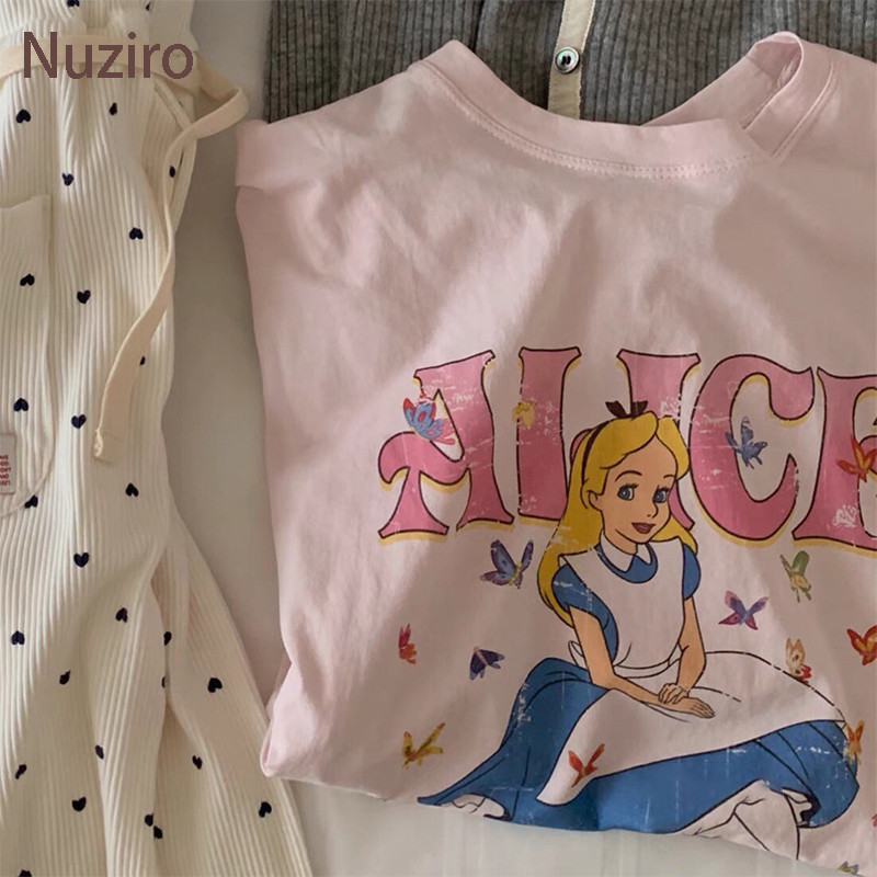 Alice princess เสื้อยืด - เสื้อยืดแขนสั้นพิมพ์ลายเจ้าหญิงอลิซที่สวยงามสําหรับผู้หญิง #B343