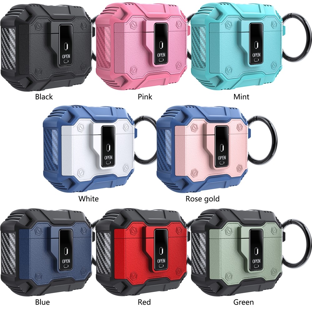 คู่กันกระแทกพร้อมหัวเข็มขัดเกราะสําหรับ AirPods TPU สีฟ้าป้องกันหูฟังปลอก AirPod 1/2/3/4/Pro Pro2 กรณี AirPods 3 ฝาครอบ