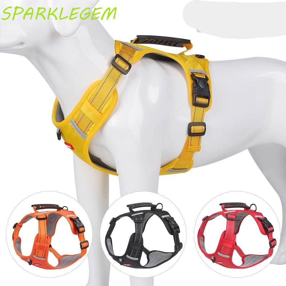 Sparklegem สายรัดหน้าอกสัตว์เลี้ยง Breathable Impact Control Beahavior ทนต่อการสึกหรอสําหรับสุนัขขนาดเล็กขนาดกลางและขนาดใหญ่ความปลอดภัยสะท้อนแสงสายรัดสุนัขเสื้อกั๊ก