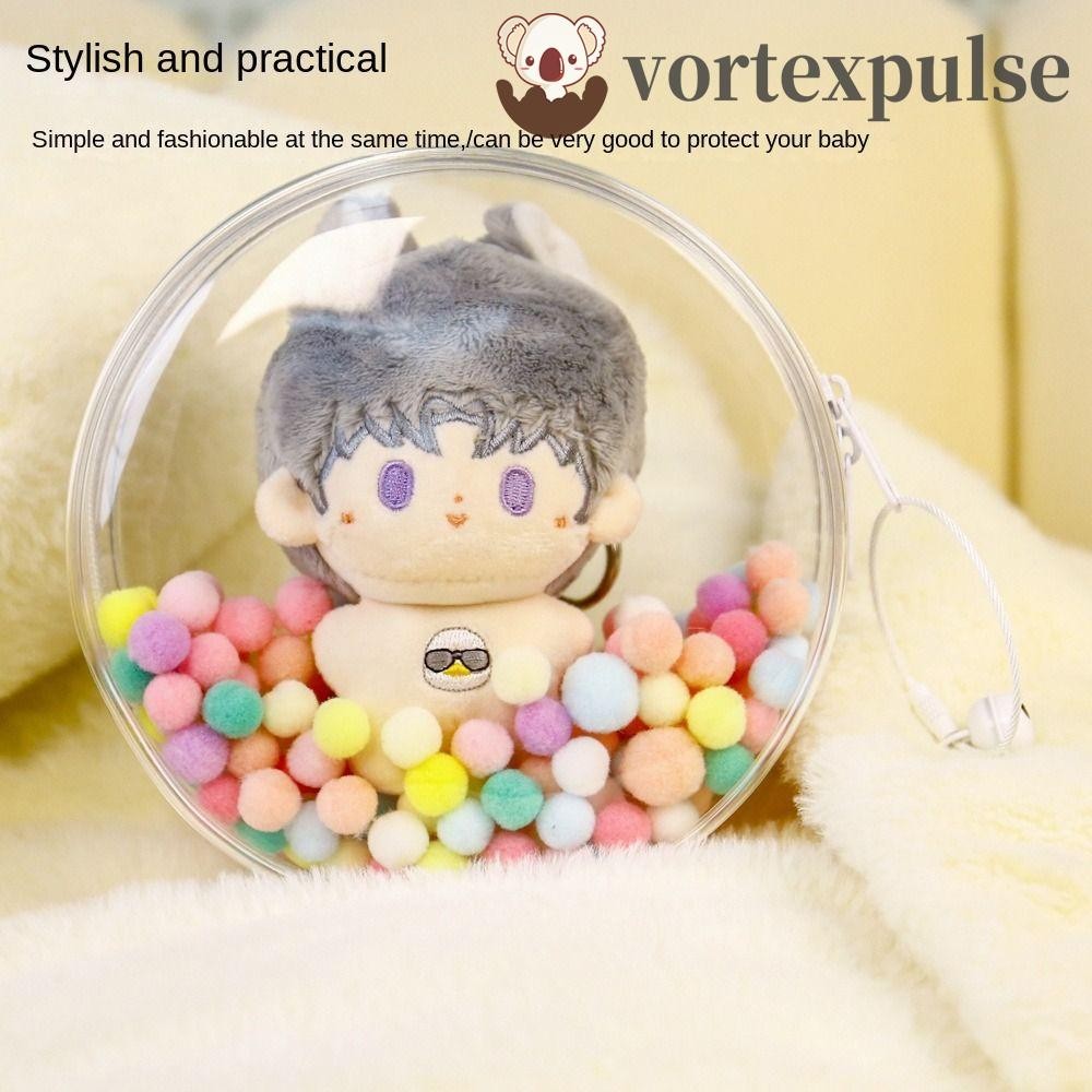 Vortexpulse มินิตุ๊กตากระเป๋ากลางแจ้ง,Plush Ballโปร่งใส 10 ซม.ตุ๊กตากระเป๋ากลางแจ้ง,Clear Storage Case Thicken PVCน่ารักตุ๊กตาเก็บกระเป๋าDIYพวงกุญแจ