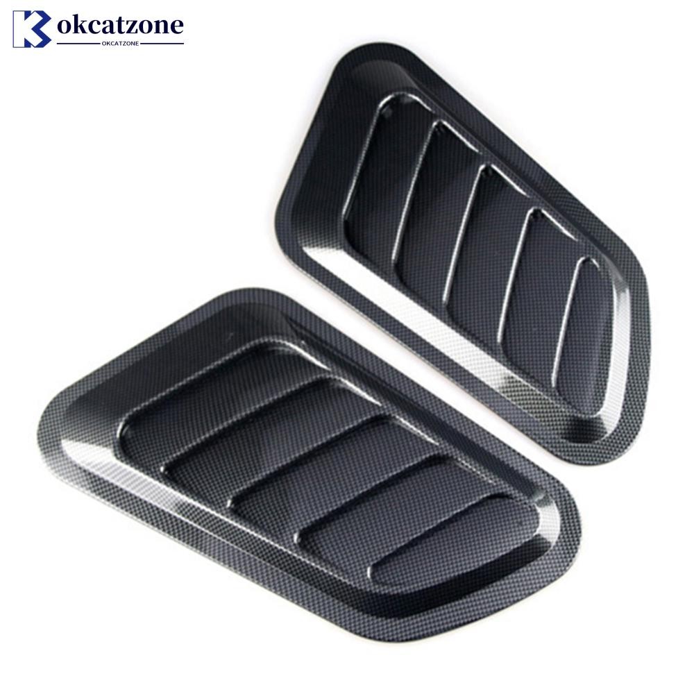 Okcatzone 2 ชิ้น Universal รถตกแต่ง Air Flow Intake Hood Scoop Bonnet คาร์บอนไฟเบอร์ Vent ฝาครอบสติกเกอร์ตกแต่งจัดแต่งทรงผม R6Z9