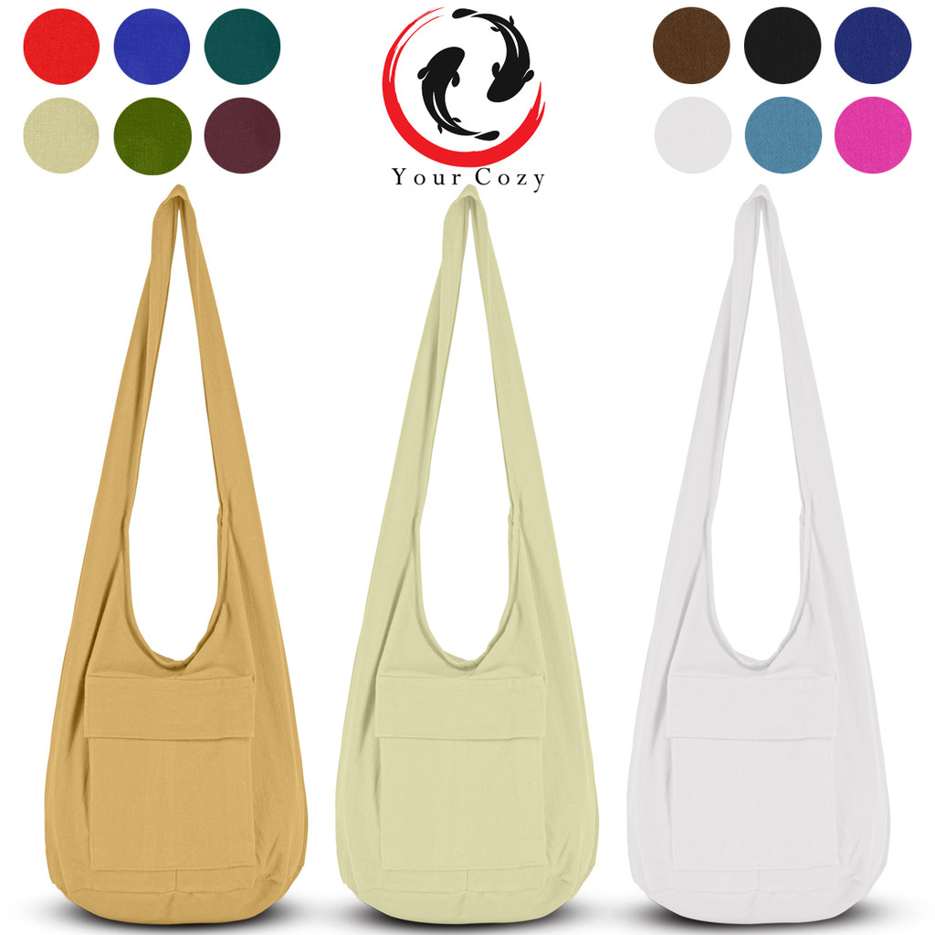 กระเป๋าผ้า กระเป๋าสพาย สะพายข้าง ย่ามพระ ย่ามสีขาว พร้อมส่ง ส่งเร็ว by YourCozy