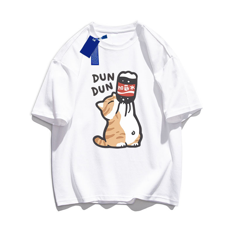 （พร้อมส่ง）เสื้อยืดแขนสั้นพิมพ์ลายผ้าฝ้ายแท้ เสื้อเชิ้ตลำลองที่สวมใส่สบายและระบายอากาศได้ดี oversize