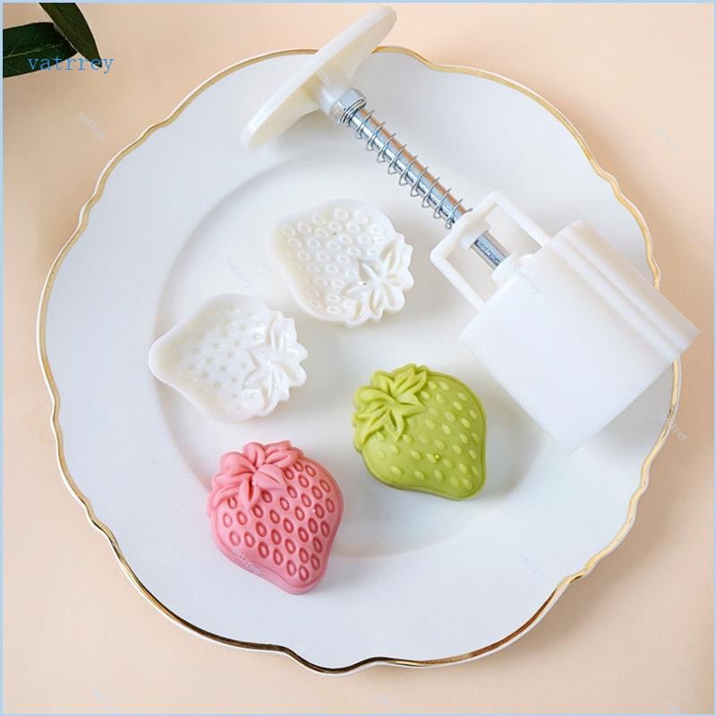 Va แม่พิมพ์ขนมไหว้พระจันทร์พลาสติก 50g แสตมป์สตรอเบอร์รี่เครื่องตัดคุกกี้ Moulds DIY เครื่องมืออบ Gadgets ครัวสําหรับกลางฤดูใบไม้ร่วง Festi