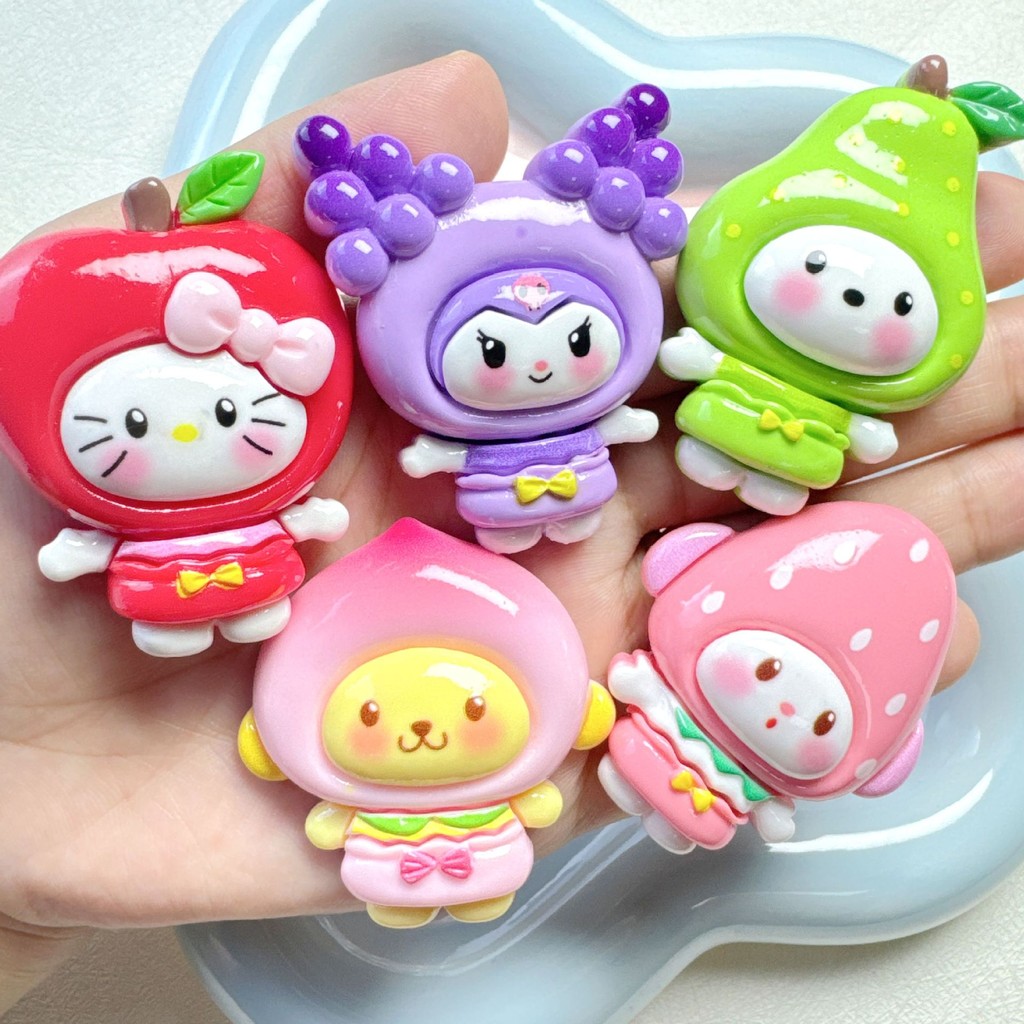 5 ชิ้นขนาดใหญ่ผลไม้ San Rio เรซิ่น Charms สําหรับ DIY888