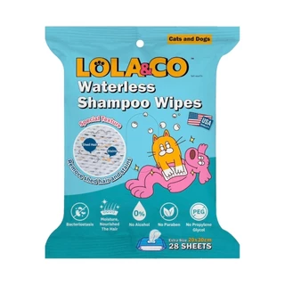 Lola&Co Waterless Shampoo Wipes ทิชชู่เปียกผสมแชมพู เช็ดทำความสะอาดสัตว์เลี้ยง 1 แพ็ค 28 แผ่น