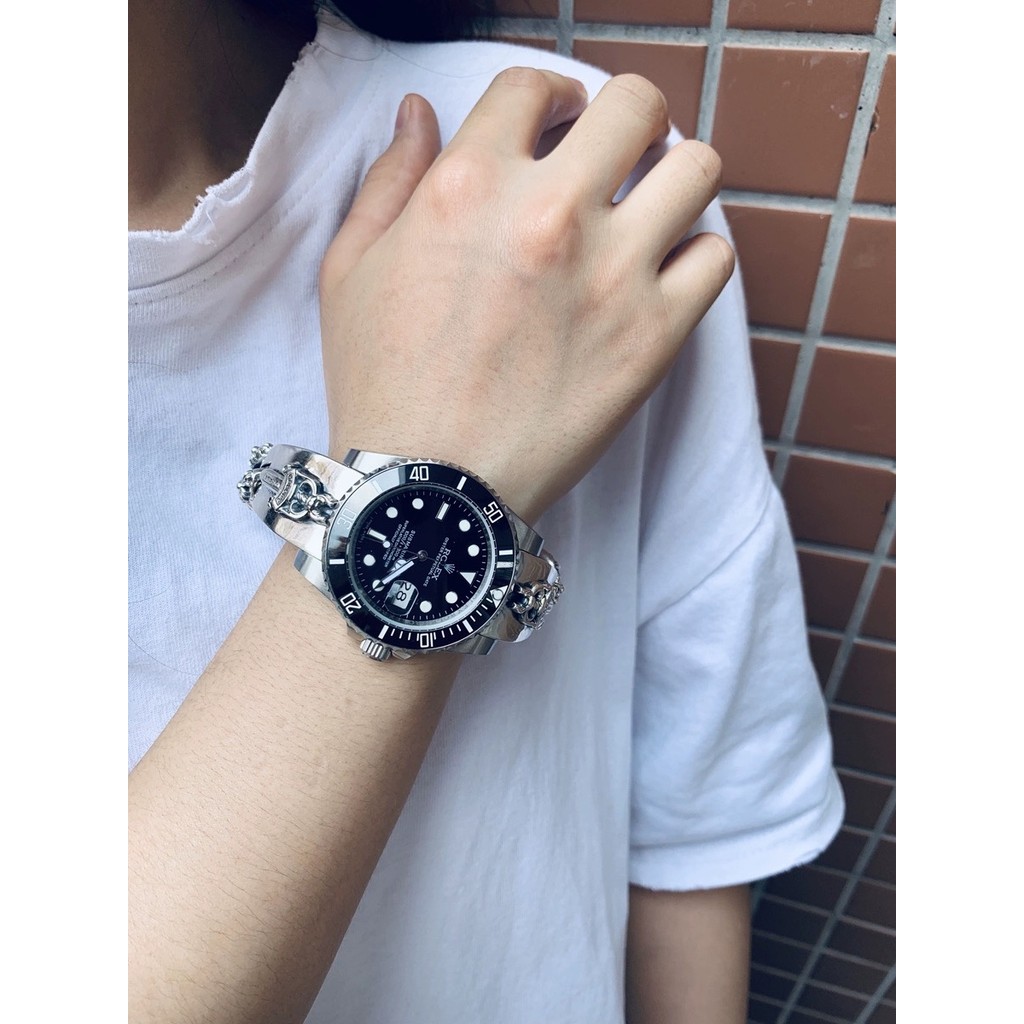 CH เงิน 925 Full Cross ดอกไม้ Retro Punk Gothic Rock Cross นาฬิกา Street Hip Hop นาฬิกาอุปกรณ์เสริม Luxury Party ของขวัญ 9207