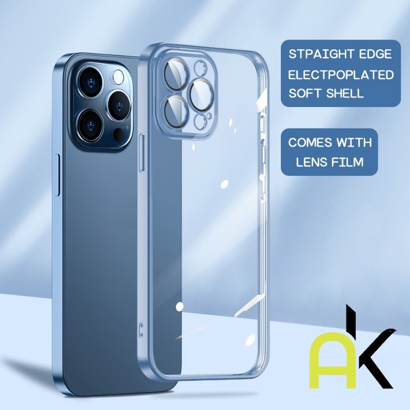 Ak ป้องกันกรณีซิลิโคนโปร่งใสกันกระแทกสำหรับiPhone 14 13 12 11 Pro Max 13 Pro Max 12 pro Maxพร้อมเลนส์ฟิล์ม