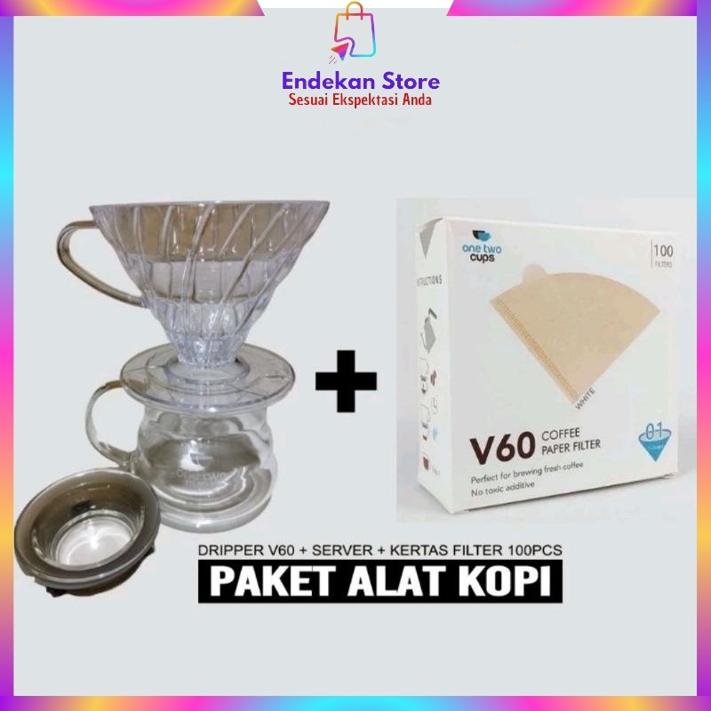 COFFEE TOOL PACKAGE - V60 PACKAGE (SERVER + COFFEE DRIPPER V60 + ไส้กรองกระดาษ 100 ชิ้น)