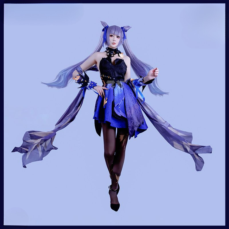 ♚-♚Genshin Impact Keqing Liyue Complete set of cosplay girl princess costumes