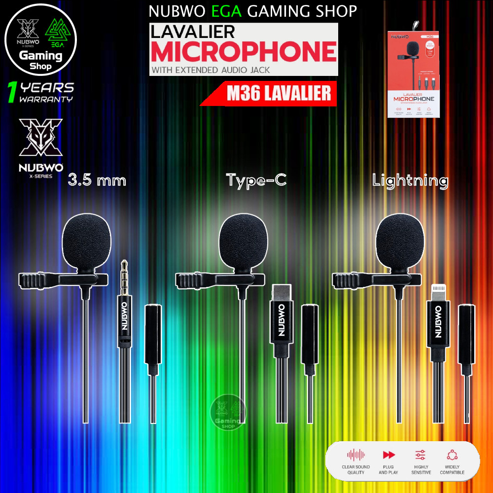 🎮 GAMING NUBWO M36 LAVALIER MICROPHONE CLIP ไมค์คลิปออนหนีบปกเสื้อ ไมค์ติดอก ใช้งานง่าย คุณภาพเสียงเคลียชัดเจน