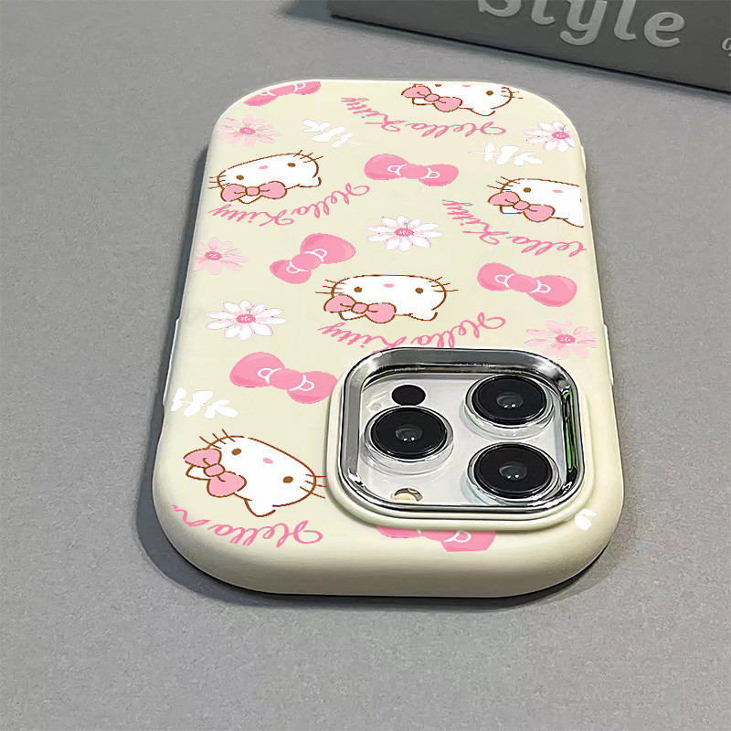เต็มหน้าจอ Bowtie Hello Kitty เคสโทรศัพท์สําหรับ IPhone 16 15 14 13 12 Pro MAX 7 8 Plus X XR XS MAX SE2020 แฟชั่นรายการ