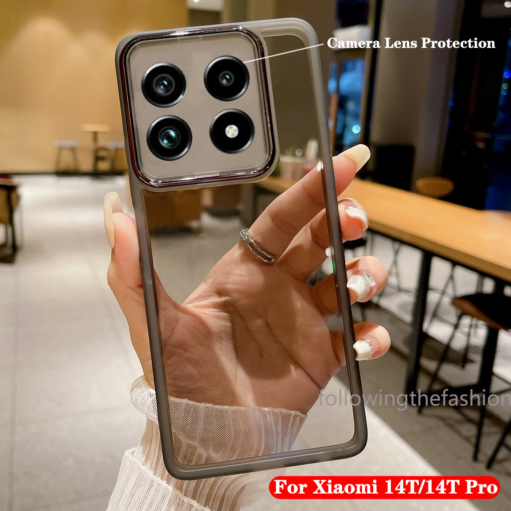 ปลอกสําหรับ Xiaomi 14T Pro 5G Xiaomi14 T 14Tpro 2024 กล้องเลนส์ป้องกัน Soft TPU โปร่งใสขอบแฟชั่นเคสโทรศัพท์กันกระแทกฝาหลัง