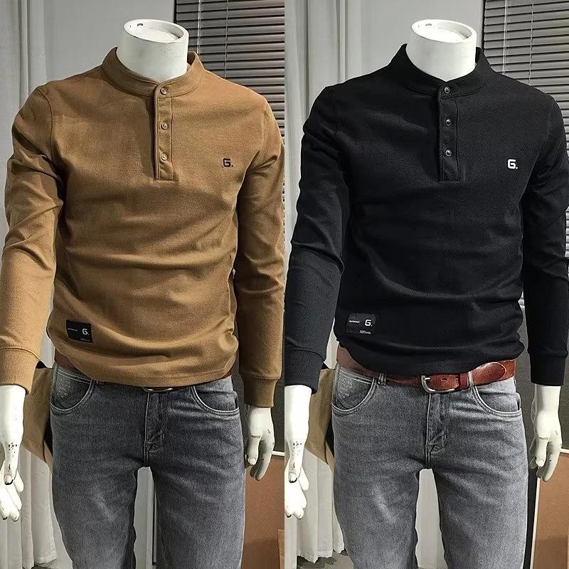 ฤดูใบไม้ร่วงผู้ชายเกาหลีรุ่นฤดูใบไม้ผลิฤดูใบไม้ร่วงด้านบน บาง-พอดี จุดต่ําสุด เสื้อสีทึบเสื้อกันหนาว