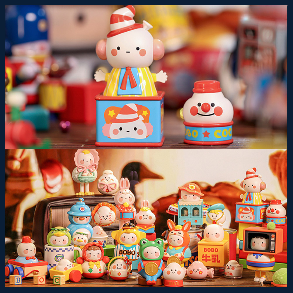 P POPMART POPMART Bobo & Coco Retro Grocery Store Series Figures Mystery Box อินเทรนด์ตุ๊กตาตกแต่งตุ๊กตาน่ารักของขวัญวันเกิด