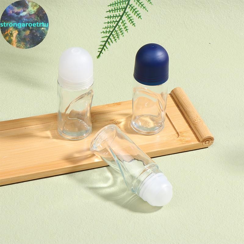 Strongaroetrtu ขวดลูกกลิ้งแก้วใส 50ml ม้วนใหญ่พิเศษบนขวดน้ํามันใต้วงแขนเจลเหงื่อทดสอบตัวอย่าง TH