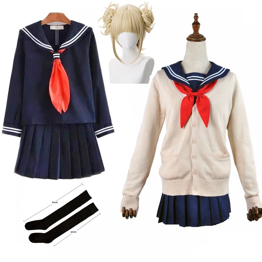 จัดส่งที่รวดเร็วMy Hero Gym คอสเพลย์ฮาโลวีนเครื่องแต่งกายอะนิเมะ Boku No Hero Gym Himiko Toga JK ชุด