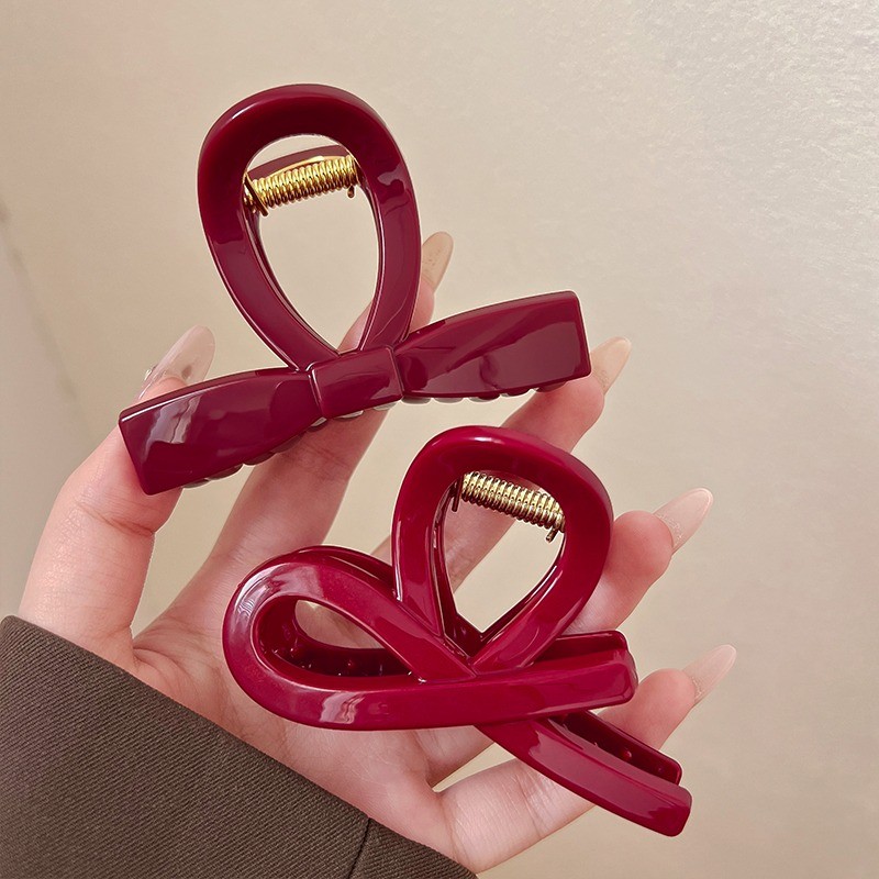 Elegant จีนสีแดงที่สวยงาม Hairpin Grips กิ๊บติดผม Headwear คลิปอุปกรณ์เสริม