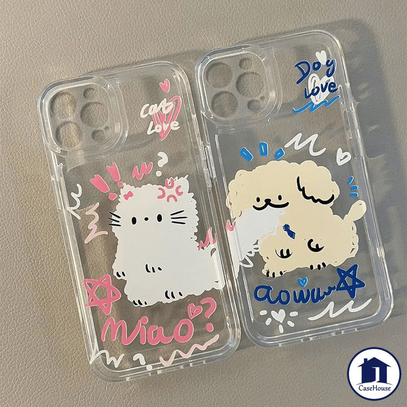 เคสนิ่มใสลายลูกแมวสำหรับลูกสุนัข เข้ากันได้กับ Samsung A15 A06 A55 A05s A05 A54 A32 A23 A14 A03s A24 A53 A12 A02s A52