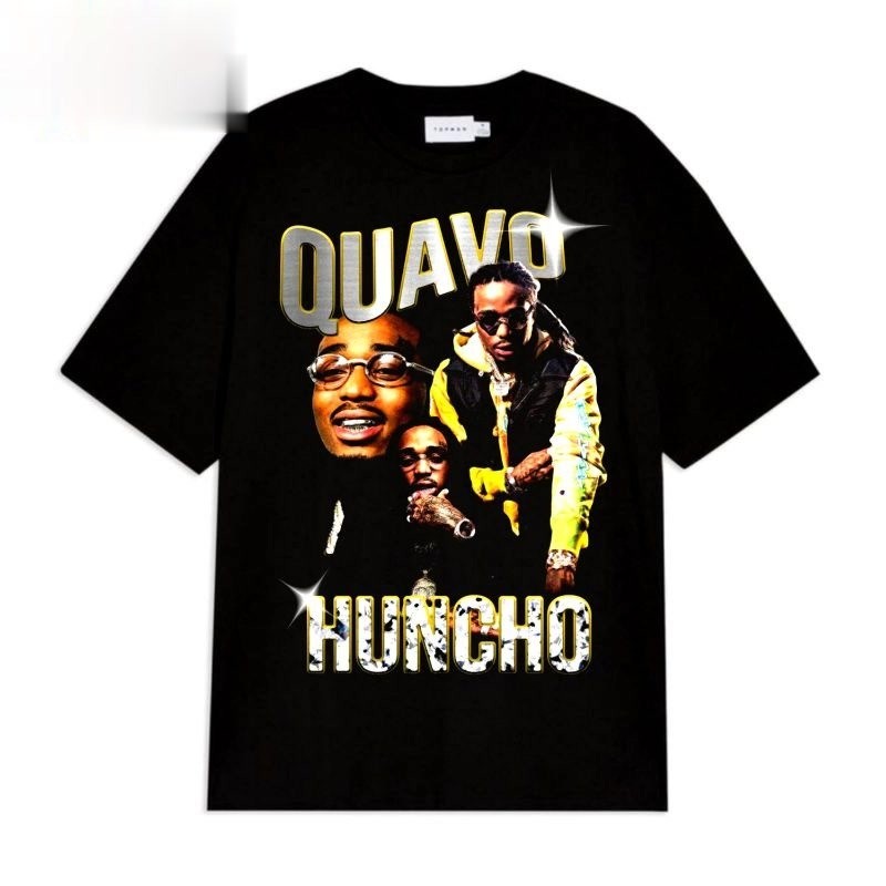คุณภาพสูง❣️ เสื้อยืด QUAVO NUNCHO RAP TEE VINTAGE / METAL RAPPER Clothing / เสื้อยืดผู้ชาย / สีดํา