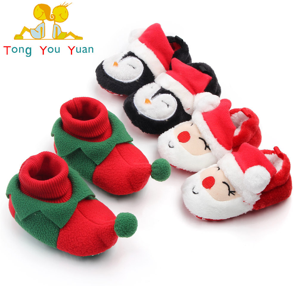 Baby Christmas Atmosphere Warm Soft Sole Shoes รองเท้าเด็กวัยหัดเดินเด็ก