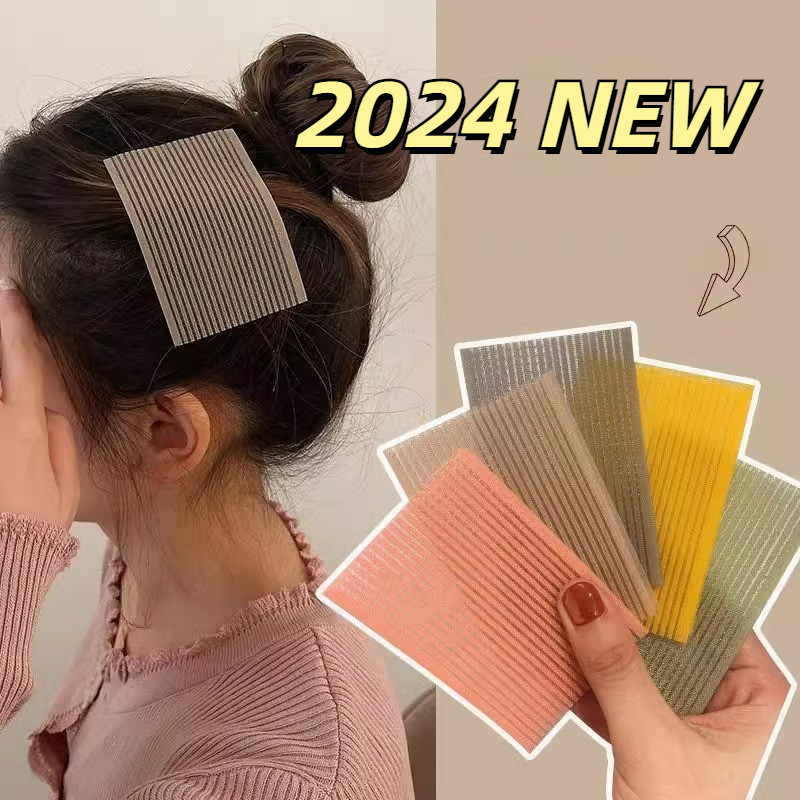 2024 ใหม่สีสุ่ม ไร้ร่องรอย สติกเกอร์ผมสําหรับสาวล้างหน้าแต่งหน้าผมหักเรียบ ตีนตุ๊กแก