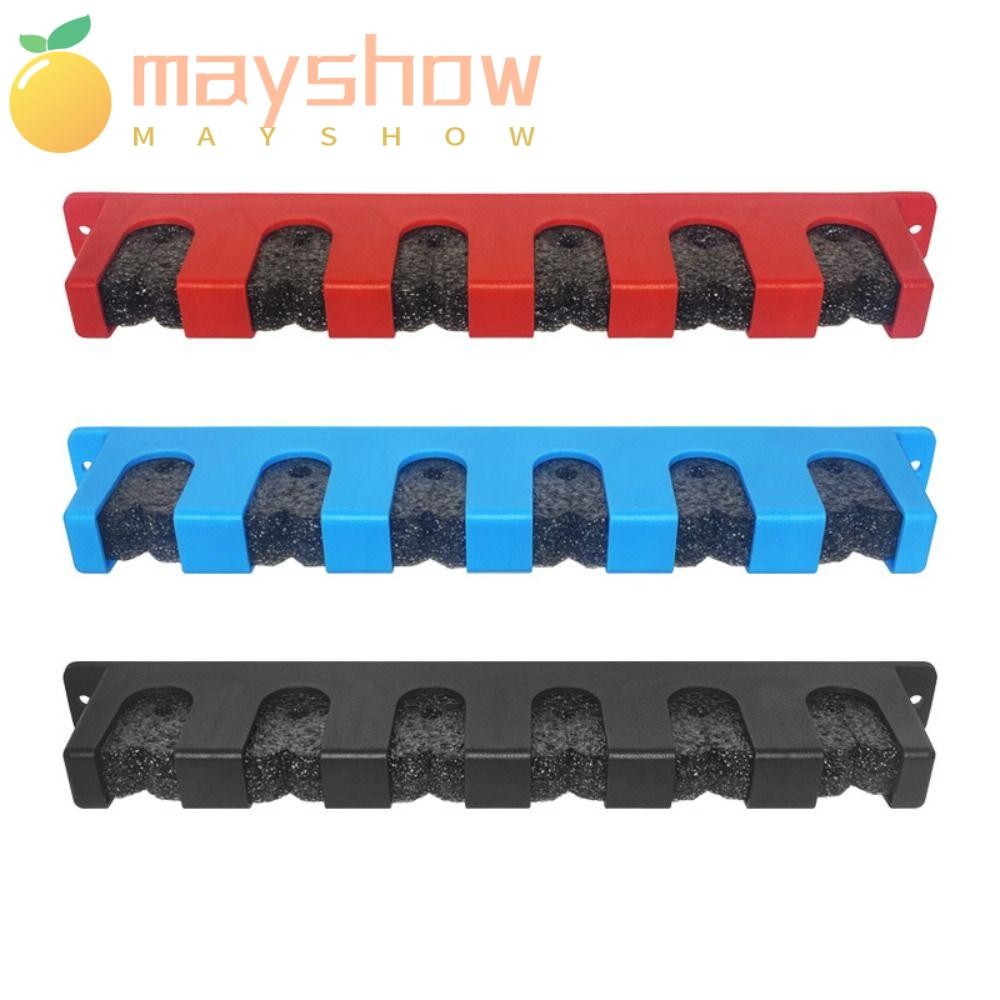 Mayshow ชั้นวางคันเบ็ด, ติดผนังแนวนอนแนวตั้งชั้นวาง 6 ก้าน, โฟม EPE สีดําสีแดงสีฟ้าที่เก็บคันเบ็ด