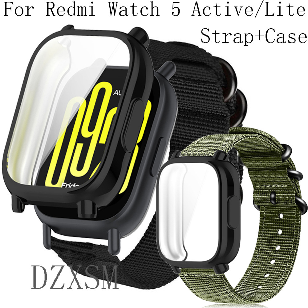 สายรัดสร้อยข้อมือไนลอนแบบนุ่มสําหรับ Xiaomi Redmi Watch 5 Active Lite เคส TPU กันชนฝาครอบป้องกัน