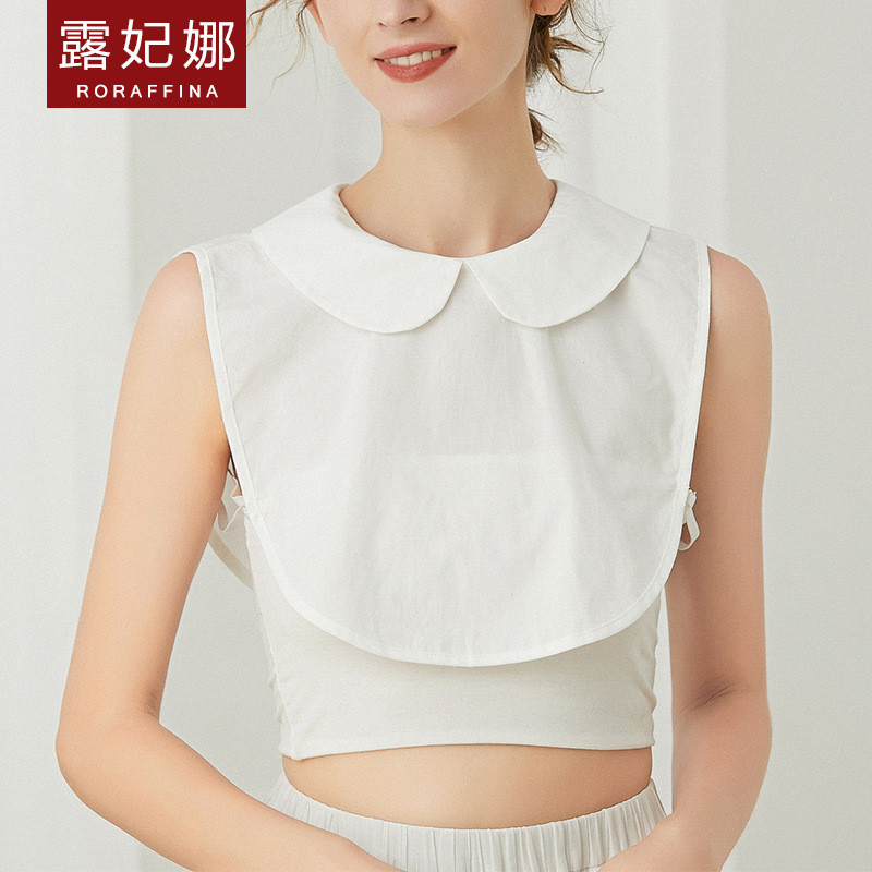 เสื้อเชิ้ตผู้หญิงคอปกปลอมสไตล์เกาหลีแบบใหม่ฤดูใบไม้ร่วงและฤดูหนาวคอปกแบบสวมสองด้านคอตุ๊กตาตกแต่งปก7r