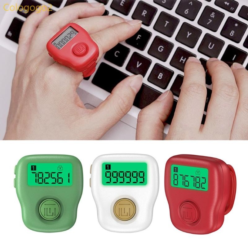 Cologogo2 6 Digital LED Electronic Finger Clicker Tasbih มือถือแหวนคลิก Lap Counter Event Clicker Tally Finger Coun