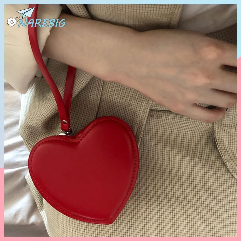ส่งจากกรุงเทพ🚚 กระเป๋าถือผู้หญิงหรูหรา Love Shaped Top-handle Bag Solid Leather Money Purse Tot ✿