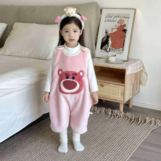 พร้อมสต็อก ใหม่สไตล์ฤดูใบไม้ร่วงฤดูหนาวเด็กเสื้อกั๊กสไตล์ ท้อง ป้องกันเสื้อผ้าบ้านอบอุ่นฤดูหนาวที่อบอุ่นเตะ-การพิสูจน์ ชุดนอนเด็กสักหลาดแขนกุดหนึ่ง