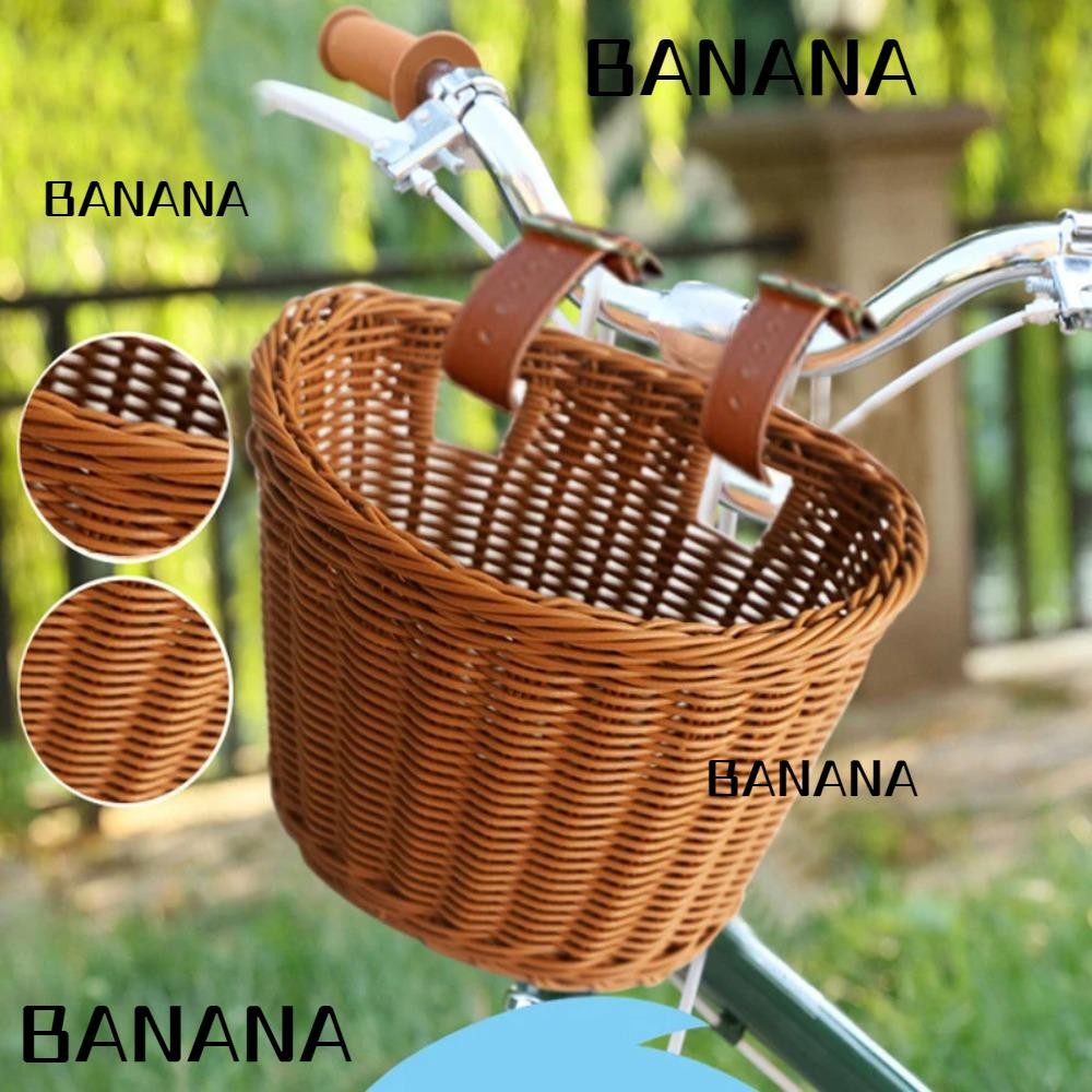 Banana1 ตะกร้าจักรยาน, ตะกร้าด้านหน้าแบบถอดได้กันน้ํา, กระเป๋าผ้าแฮนด์หวายทอทนทานสําหรับเด็ก