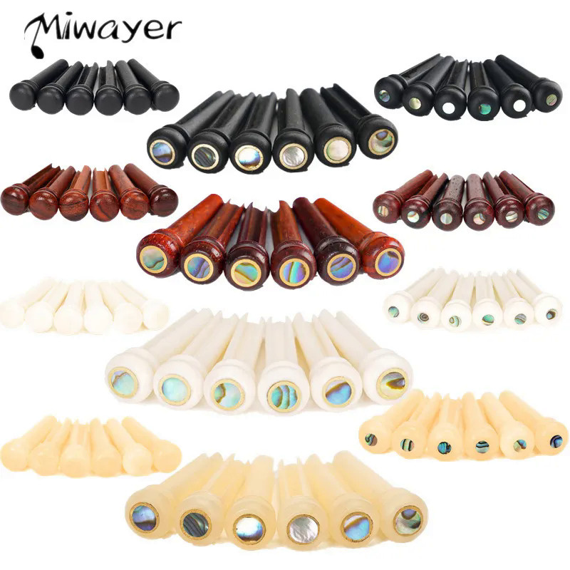 Miwayer Acoustic Guitar Bridge Pins of Various Styles 6pcs , Cow Bone/Ebony/Cocoapolo Wood Guitar Fi