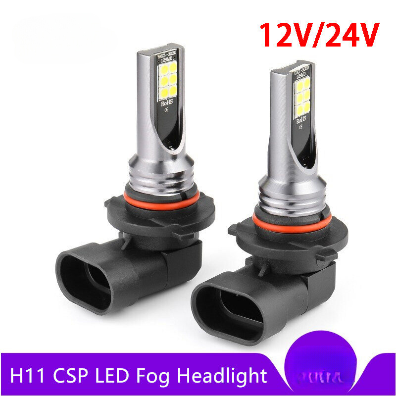 Xm H11 LED 9005 HB3 9006 HB4 H8 H9 ไฟตัดหมอกรถ CSP LED ไฟหน้าหลอดไฟ 6000K สีขาวโคมไฟหมอกอัตโนมัติ Day Running Light 12 V/24 V