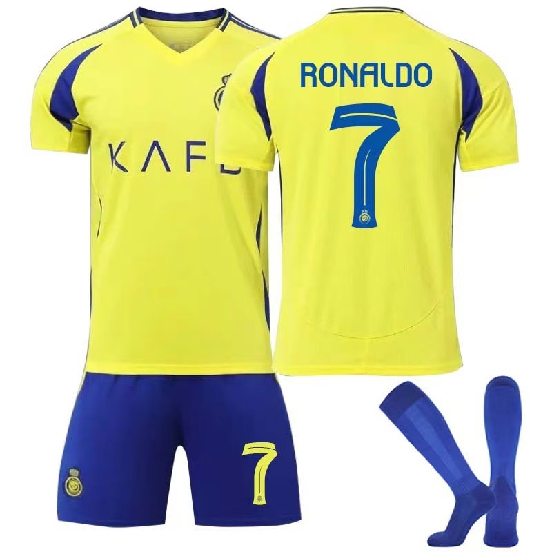 Uhome24-25 Kids & Adults CR7 Soccer Jersey NAS FC Home/Away No.7 Ronaldo for Men/Childing Soccer Clo