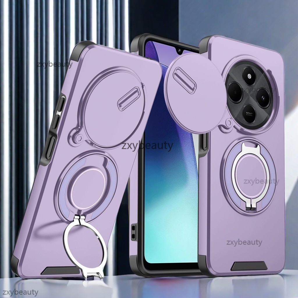 Redmi 14C 5G Xiaomi POCO C75 2024 กรณีเกราะกันกระแทกสไลด์ปลอกแม่เหล็กสําหรับ Redmi14C 4G POCOC75 แหวนขาตั้งโทรศัพท์ฝาหลัง