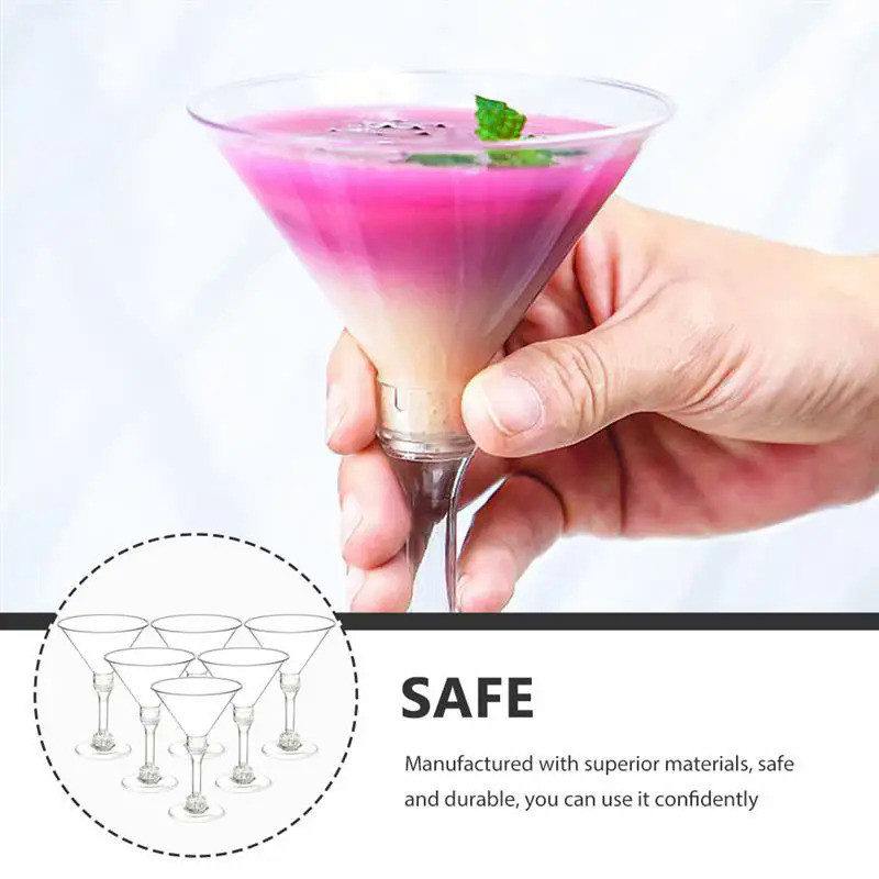 20Pcs Transparent Decorative Cups Clear Plastic Martini Glasses Disposable Whiskey Cups Cocktail Cup