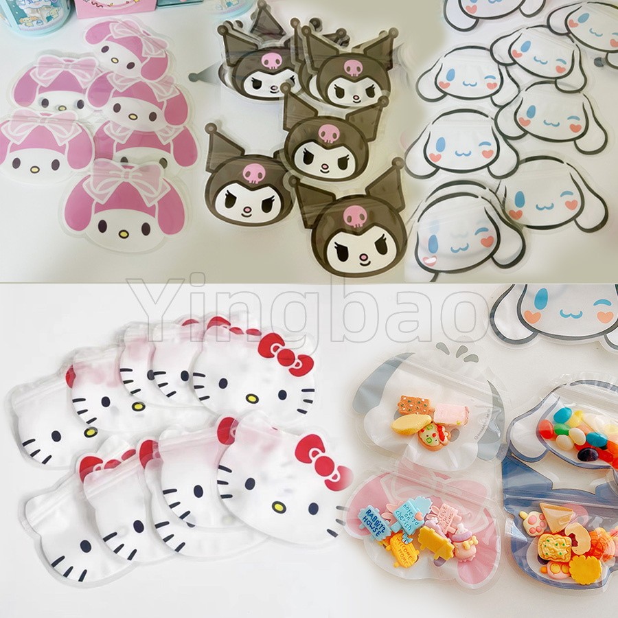 10/20 ชิ้น Kitty แบบพกพากระเป๋าอะนิเมะ Kuromi Ziplock กระเป๋ารูปพิเศษโปร่งใสเครื่องประดับวัสดุกระเป๋