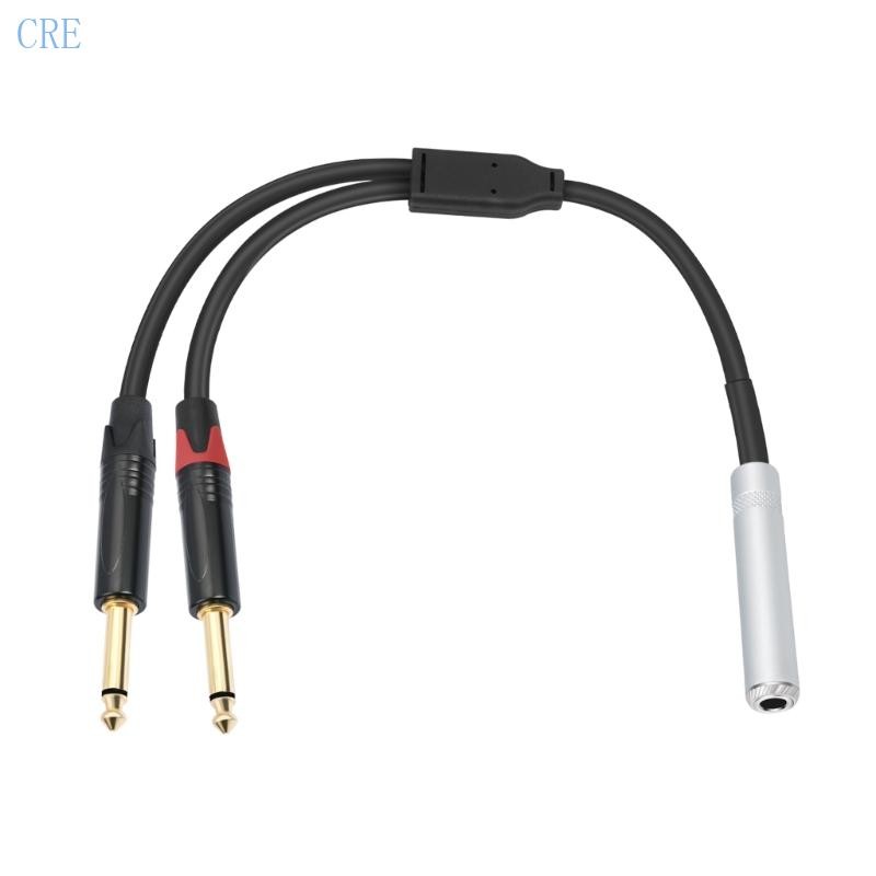 Cre 6 35 มม.สัญญาณ Y Splitter Cable 1 4 นิ้วหญิงคู่ Mono 1 4 นิ้วชายอะแดปเตอร์ลําโพงสายต่อหูฟัง