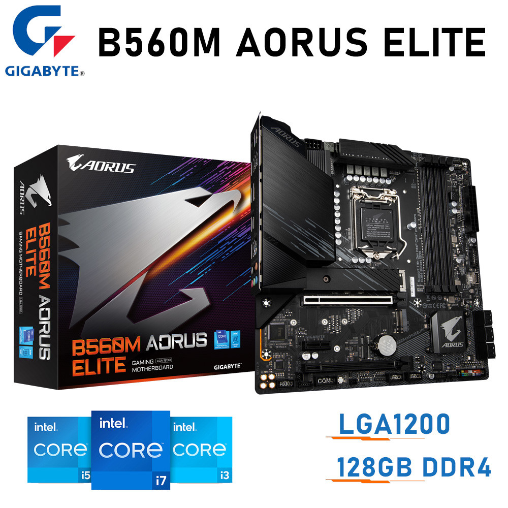 LGA 1200 Gigabyte B560M AORUS ELITE เมนบอร์ด 1200 10th11th-Gen In Core i3 i5 i7 C DDR4 128GB ใน B560