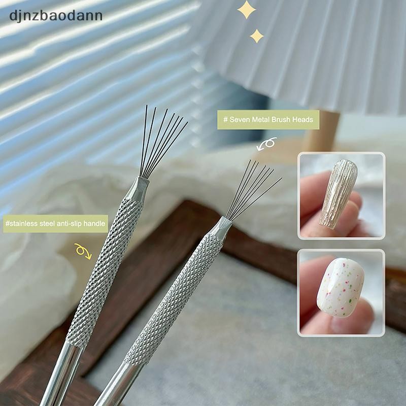 [DJNZ] Al Nail Art Line Paing 7 Pin Pen Bendable Stainless Steel Handle Nail UV Gel Brushed Drawing Nail Tools NGSS