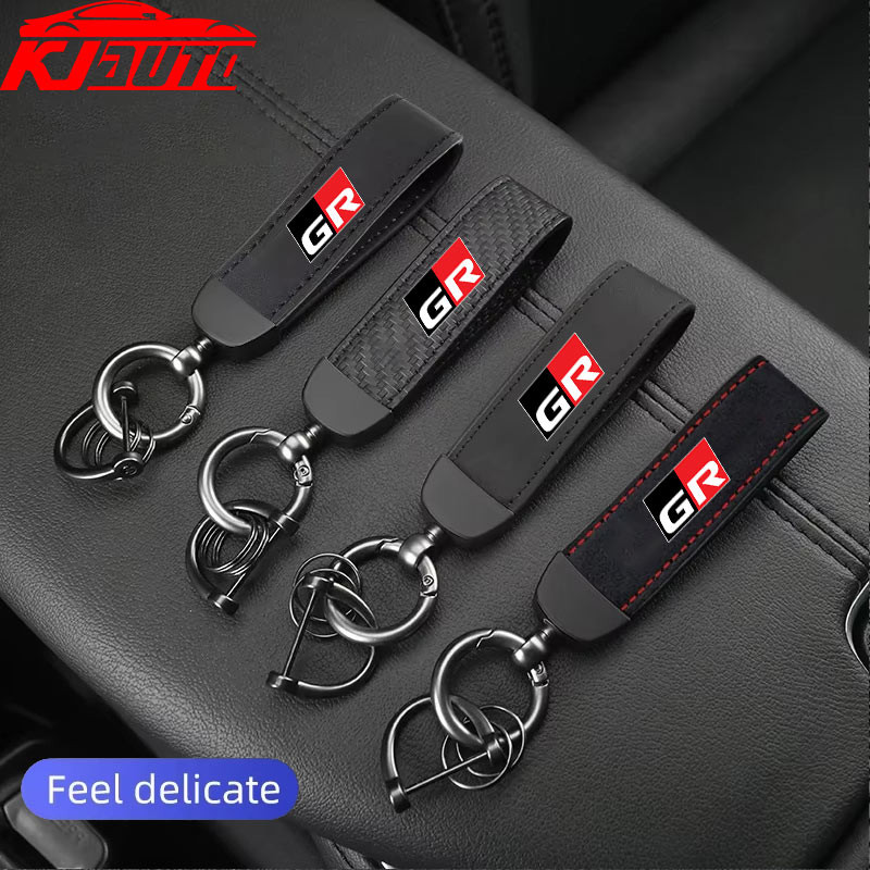 ตกแต่งบ้าน Toyota GR Sport Gazoo Racing รถหนังนิ่มหนังพวงกุญแจจี้ Key Chain ผู้ถือคาร์บอน Patter Key รถ Trinket พวงกุญแจสําหรับ Vios Veloz Raize Fortuner Avanza Camry Caorlla Cross ส่งด่วน สั่งเลย
