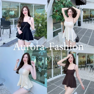 Aurora 🛒พร้อมส่ง🚚 เสื้อสายเดี่ยว ผ่าหน้า ไหมพรม ดูมีอก สาวหวานแซ่บๆสวยมาก 7686