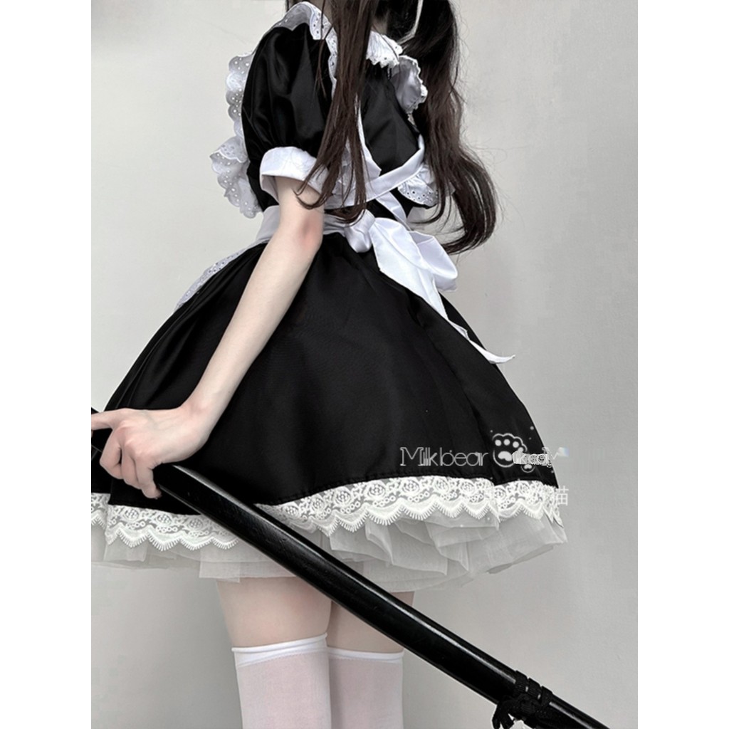 ♚-♚Japanese Sweet Bow Maid Costume Cosplay Uniform Lolita Dress