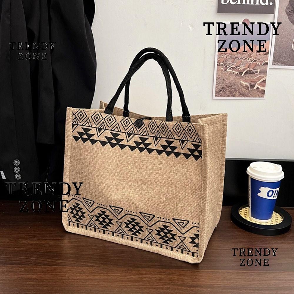 Trendyzone กระเป๋าผ้าแคนวาส, กระเป๋าสะพายขนาดใหญ่วินเทจ, Lady Eco Canvas National Style Tote Bag Women Girls